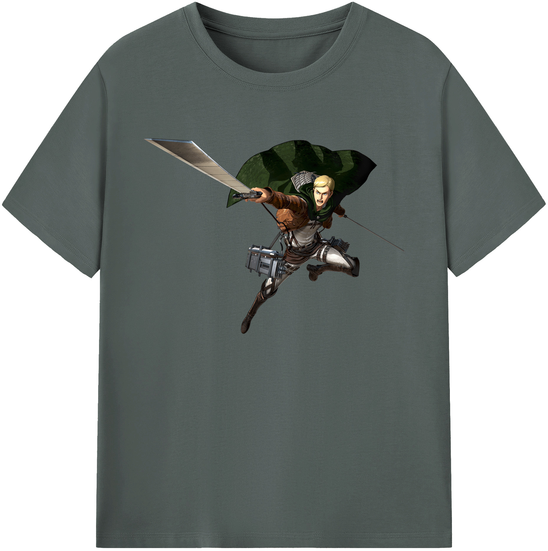 （画像用） 進撃の巨人 エルヴィン・スミス Attack on Titan Erwin Smith 綿100％ メンズ半袖Tシャツ｜肌触りやわらか＆通気性
